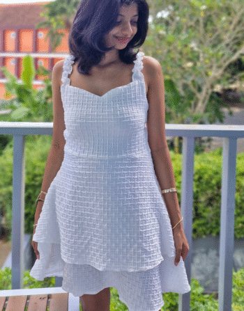 White Layered Tie-Back Dress
