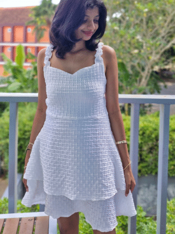 White Layered Tie-Back Dress